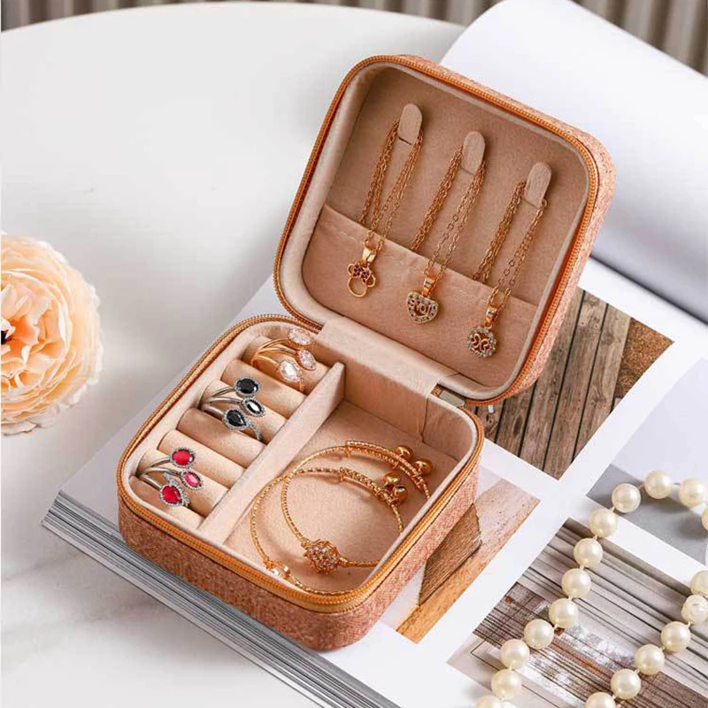 Travel Jewelry Organizer 💼 Cork Jewelry Organizer Box – Portable Travel Earring, Ring &... - SKU TJO01612 - UGI Packa...