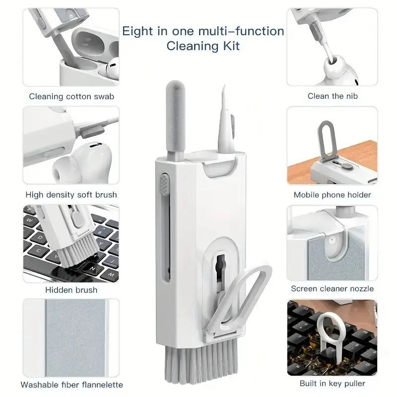 8 in 1 cleaning tool computer keyboard cleaner brush earphones cleaning pen for headset LPad phone cleaning keycap puller