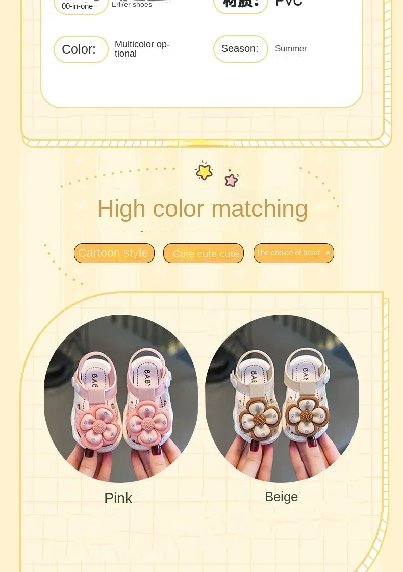 2024 Summer Baby Boys Girls Sandals Children Beach Sandals Cartoon Infant Toddler Shoes Comfortable Soft Sole Kids Student Shoes