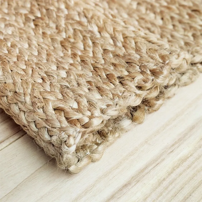 Living Room Carpet Natural Jute Woven Wear-resistant Stain-resistant Rug Natural Primary Color Large Area Floor Mat Ковер Tapis 5