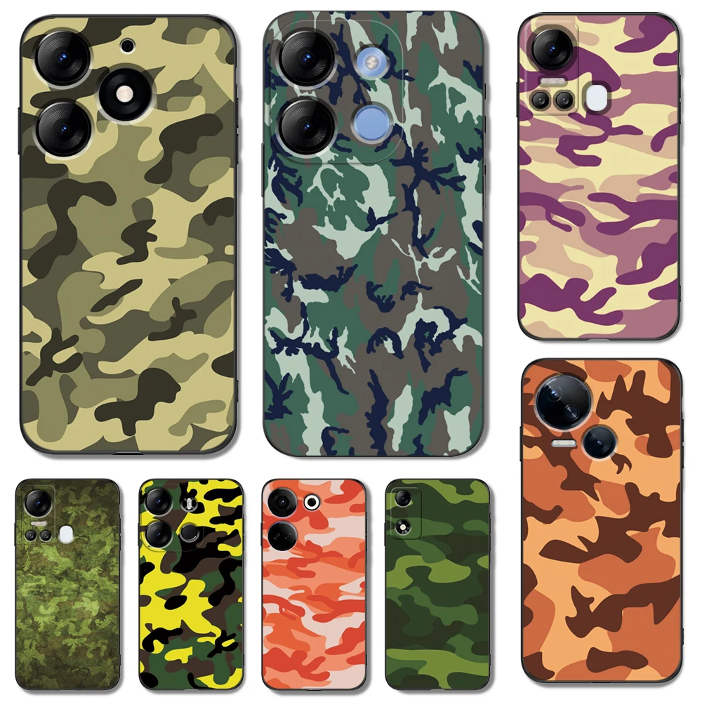 Custodia In Tpu Nero Per Tecno Spark Go 10 Pro 10C Camon 20 Pro Pop7 6C Pova5 Cover Camouflage Camo