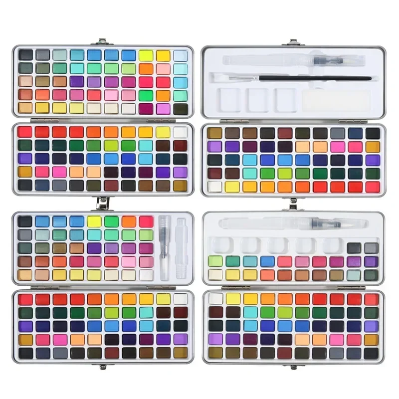 Watercolor Painting Set Watercolor Paint Watercolor Pigment 50/72/90/100 Colors Solid Watercolor Paint Set Metallic Pearlescent Art Paint For DIY Design Painting School Art Supplies Gifts