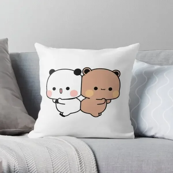 Oso PANDA bubu y dudu abrazan el amor en la Luna, sofá de dormitorio, cama de Anime, funda de almohada de moda, 45x45cm, 18x18 pulgadas