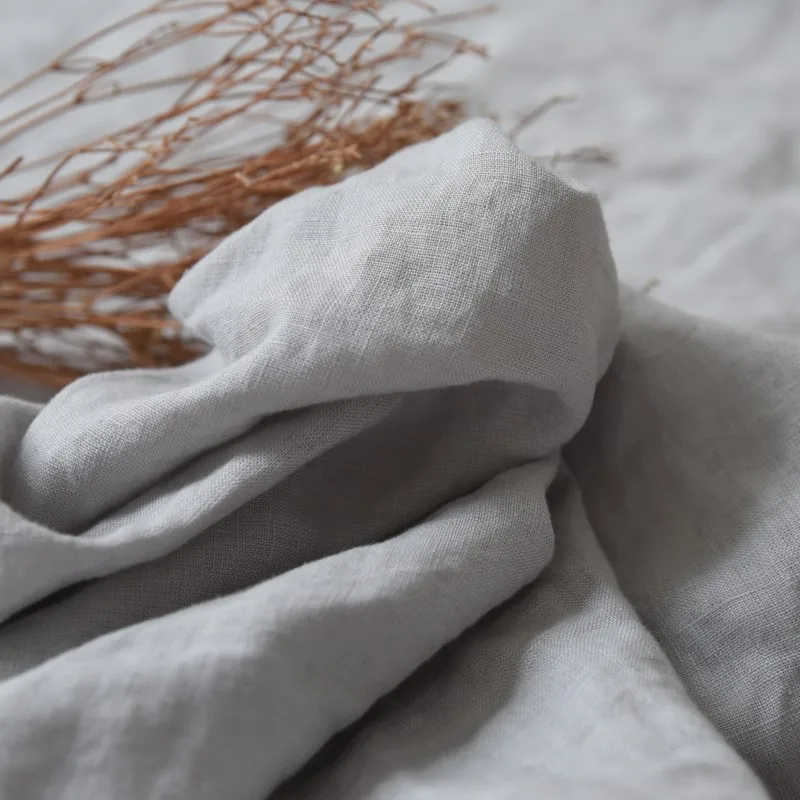 Pure Linen Duvet Cover and Pillowcases, Natural Flax French Bedding Set, Breathable Comforter Cover With Coconut Button Closure 6