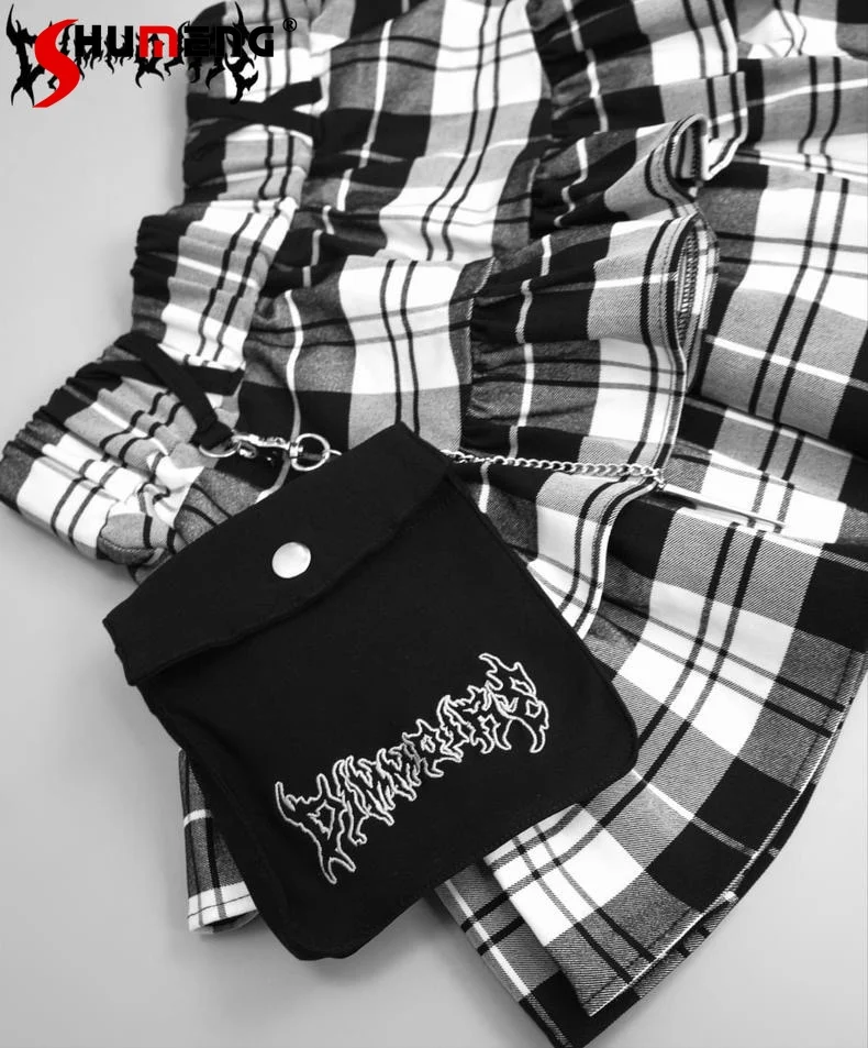 

Harajuku Mine Series Plaid Short Skirt Ladies Preppy Style Goth Elastic Waist Subculture Y2k Pleated Mini Cake Skirts for Women