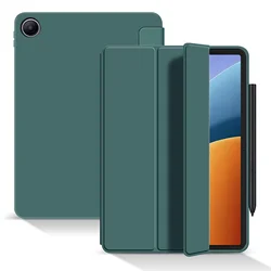 Trifold Stand Smart Silicone Soft TPU Auto Wake/Sleep Tablet Case with Back Cover for Poco C Pad 9.7 2026 (Green)