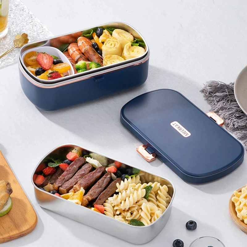 900ml Portable Electric Lunch Box Water Free Heating Bento Box Rice Cooker Thermostatic Heating Food Warmer For Office 220V