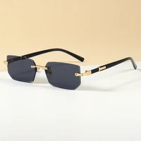Lunettes de soleil sans bords pour hommes et femmes, à la mode, sans cadre, classiques, petits carrés, pour voyage d'été 1
