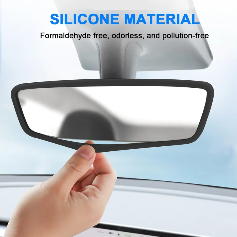 Silicone Rear View Mirror Protective Frame Edge Cover Rearview Mirror Protector Car Interior Accessories For Tesla Model Y / 3