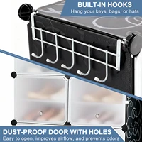 JHK 6-Tier Plastic Stackable Shoe Storage Cabinet with Door Multilayer Shoe Shelves Organize for Space Saving Cabinet Home 2