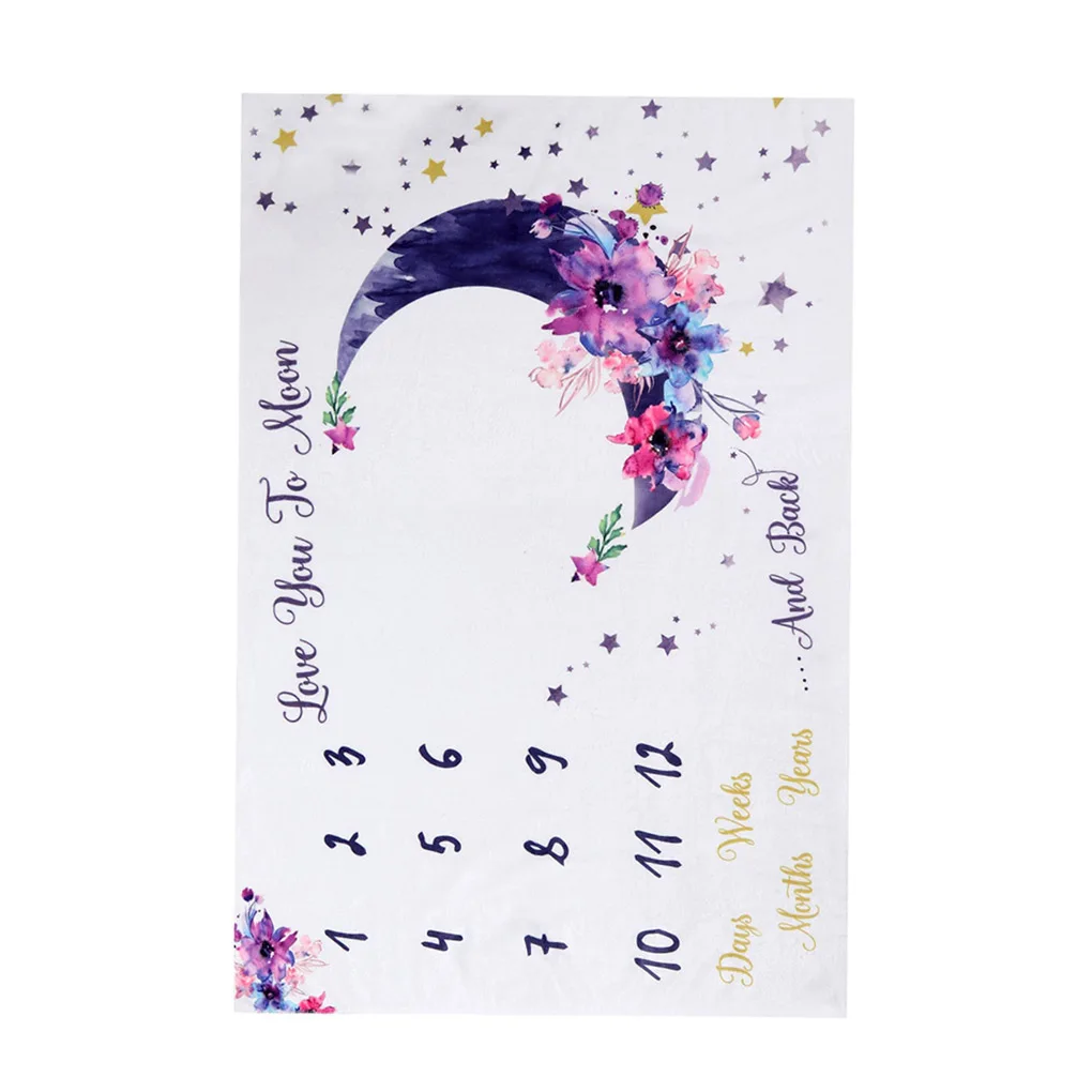 

Baby Monthly Milestone Blanket Boy Girl Photo Growth Flannel Backdrop Cloth for Newborn