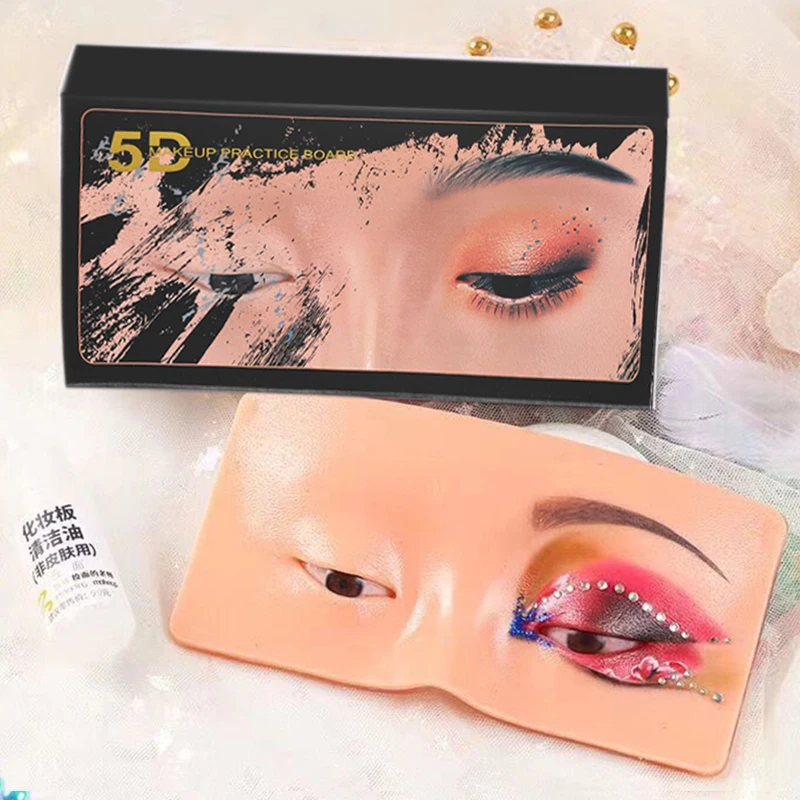 Reusable 5D Makeup Eyebrow Tattoo Practice Skin Eye Face Training Skin Silicone Practice Pad for Makeup Beauty Academy Supplies