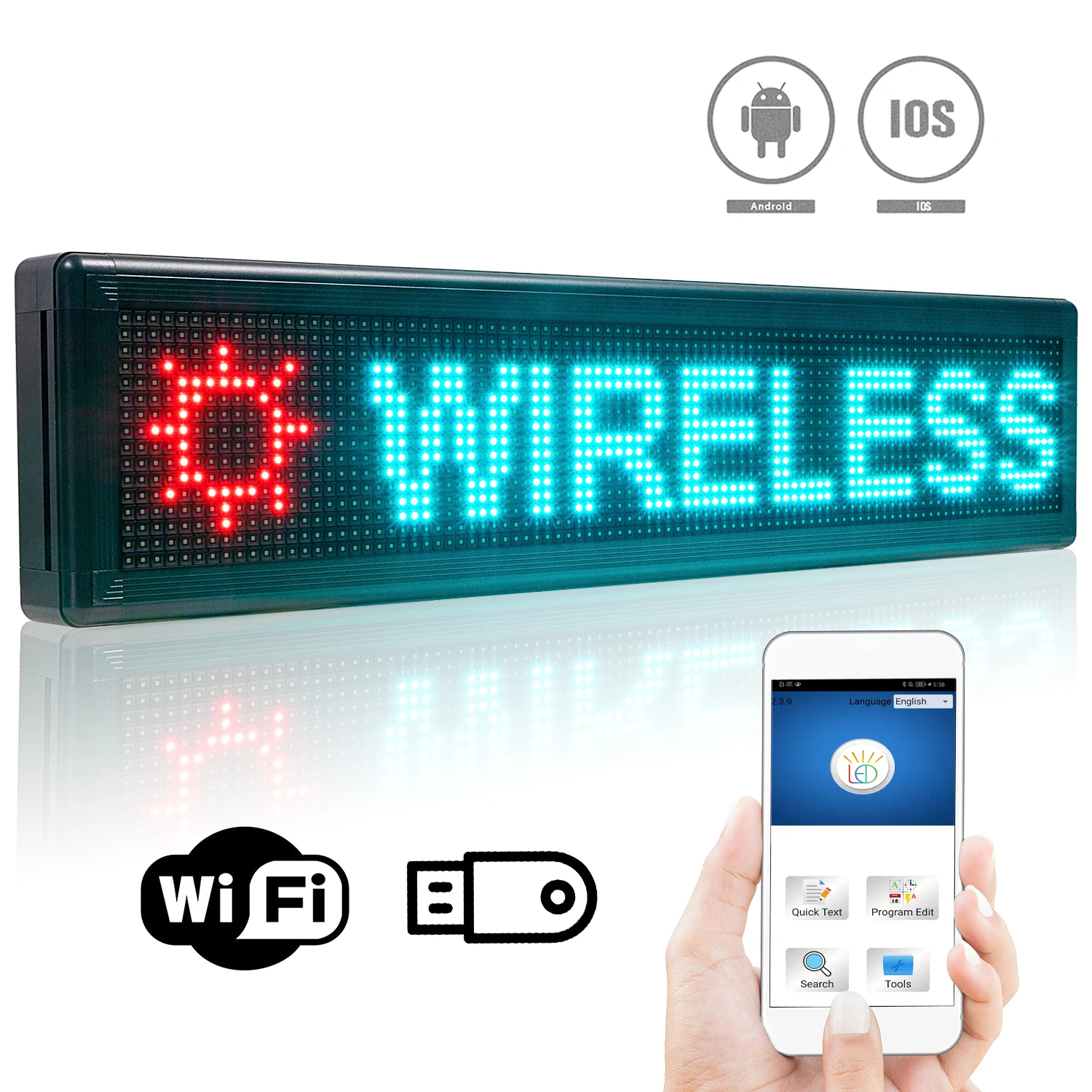 P8 Outdoor Waterproof Led Sign Board RGB Wireless Control Programmable Messages Support Multi-language Clock Time