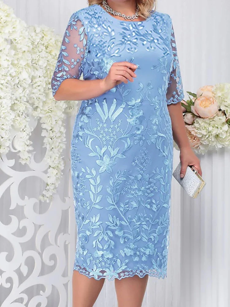 Plus Size Party Dress for Wedding Guest Luxury Elegant Women's 50