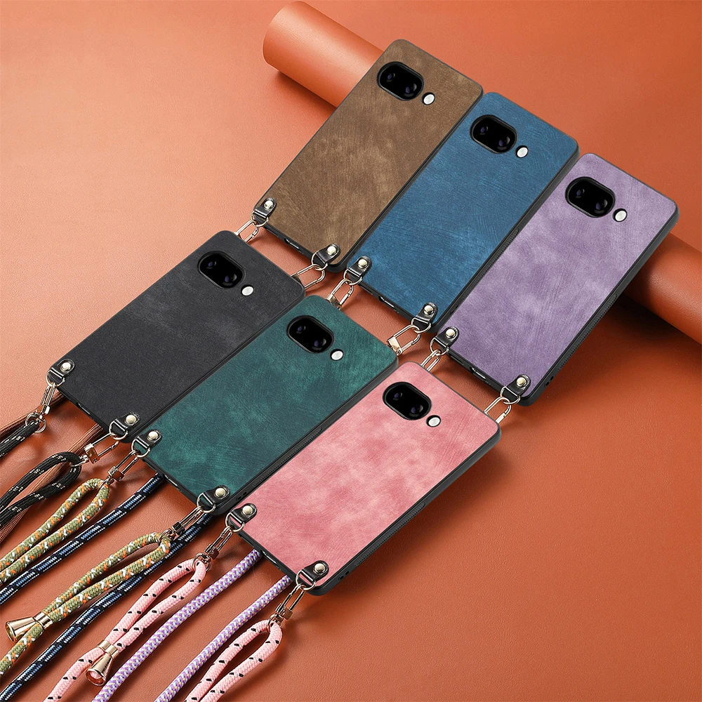 Crossbody Lanyard Matte Phone Case with Long Necklace Cord - Protective Back Cover