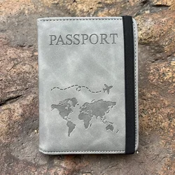 Customized Designer Passport Cover with Elastic Band (Grey with map)
