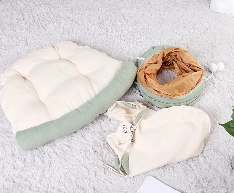 Túnel com Cama para Gatos | Ideal para Gatos Curiosos e Brincalhões | Oferece Diversão, Esconderijo e Conforto em Uma Só Peça | Fabricado com Material Macio e Acolchoado
