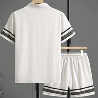Men's Two-Piece Geometric Printed Button Down Shirt and Shorts Hawaiian Style Suit 2