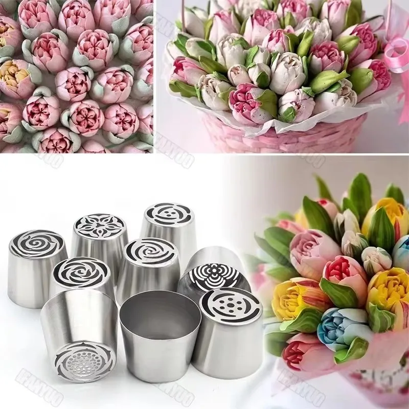 Stainless Steel Rose Flower Nozzle Russian Marshmallow Piping Nozzles 1Pc for DIY Baking Cake Decoration Piping Cream Decor Tools cake decorating tip set cake icing nozzles baking nozzle set cake decorating nozzle set