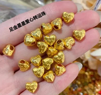 24k-pure-gold-beads-fine-gold-heart-shape-charms-999-real-gold-loose-beads