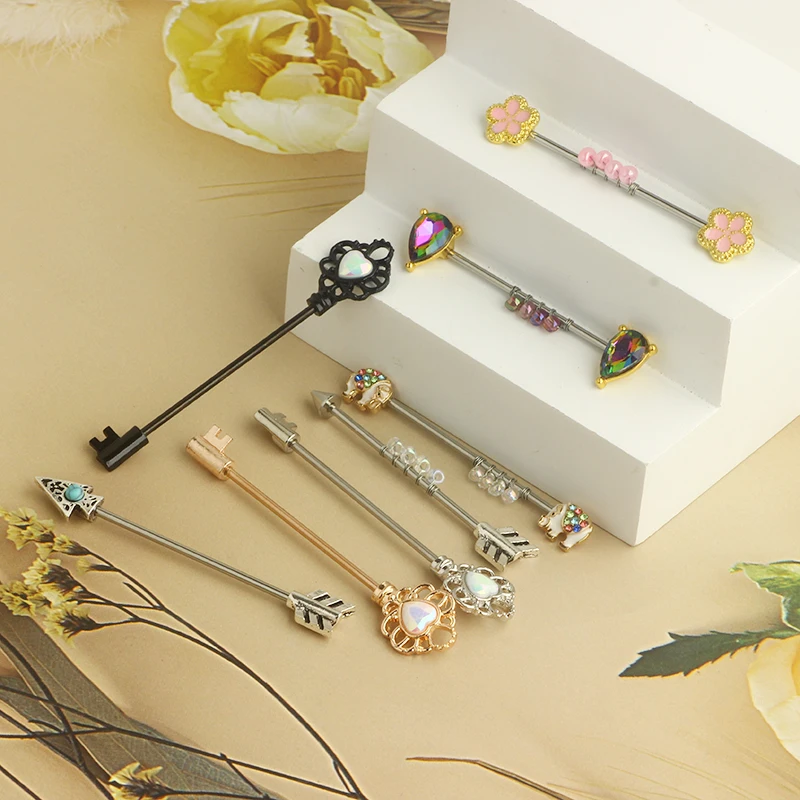 Surgical Steel Ear Cartilage Piercing Anodizing Industrial Barbell Earring Orelha Bar Tongue Barbell Body Jewelry 14G Mix