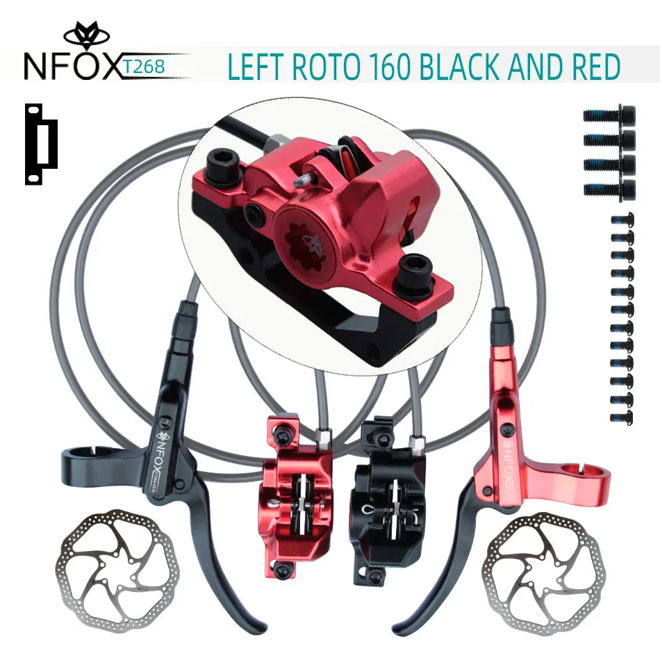 

New NFOX GT268 MTB Oil Rotor Caliper Mountain Bike 160 Disc Brake Black Red Hydraulic Brakes for Bikes CNC Bicycle Parts Cycling