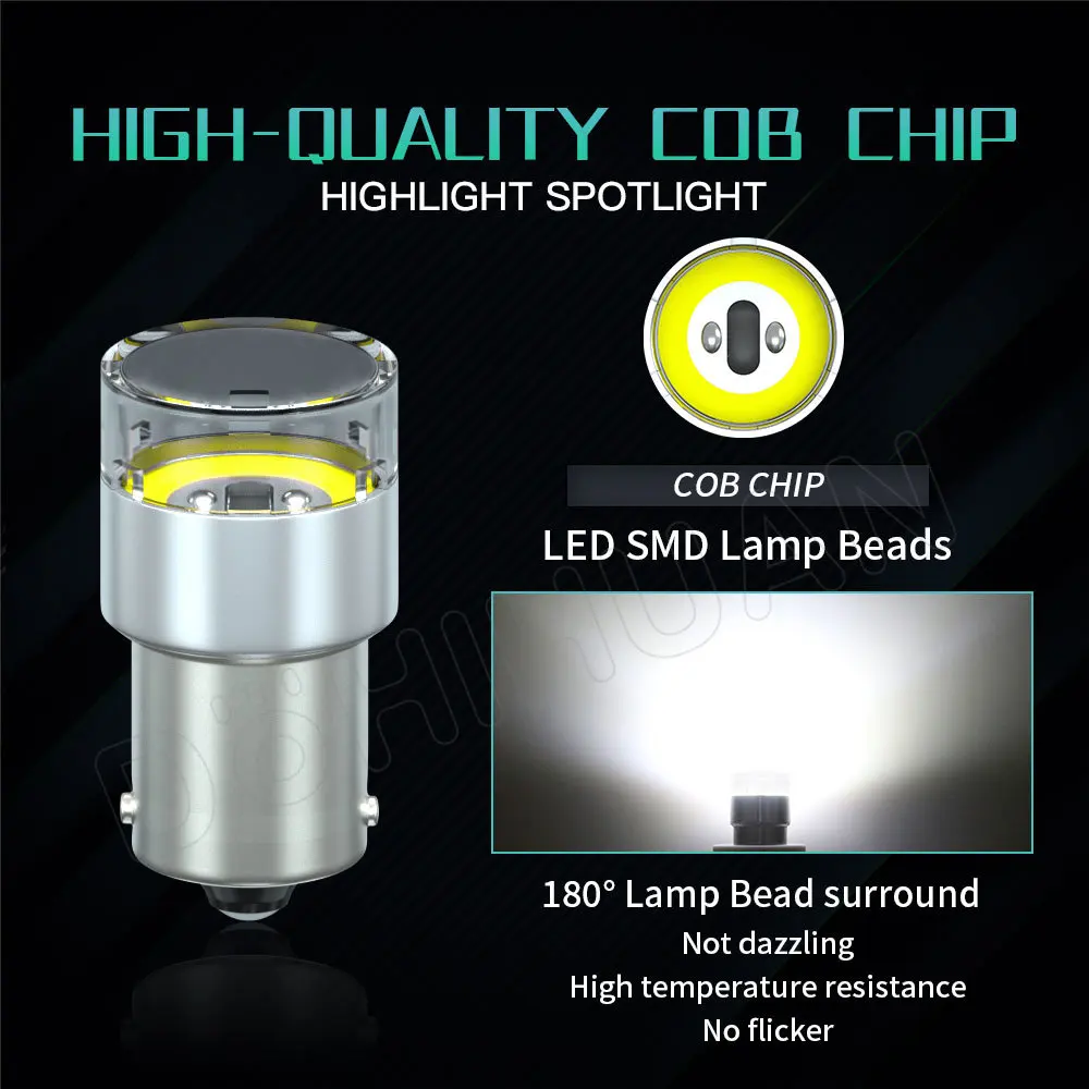 DOHIHUAN 4PCS 12V 24V R5W Led Bulb 1156 Strobe 1157 Lamp T20 7443 7440 P21W BAY15D P21/5W BA15S R10W Red Flash Truck Car Lights