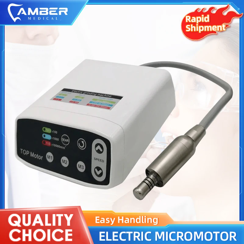 

Dental Amber AM-100 LED Brushless Electric Micromotor Work With Contra Angle Dentist Low Speed Handpiece Equipment Machine Set
