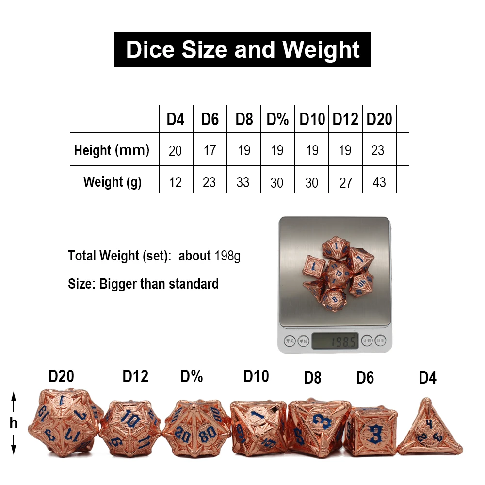 Polyhedral DND D&D Metal Dice Set for RPG Role Playing Game Board Games D20 D12 D10 D8 D6 D4 Gift New YANSHEGNYI