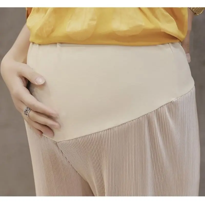 Women pants maternity pants Summer Breathable Wide Leg Loose Trousers Maternity Pregnancy Clothing Adjustable Waist Straight Pants For Pregnant Women