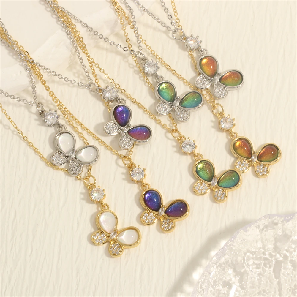 

Shiny Crystal Butterfly Rhinestone Pendant Necklace For Women Girls Korean Clavicle Chain Choker Simple Charm Jewelry Wholesale