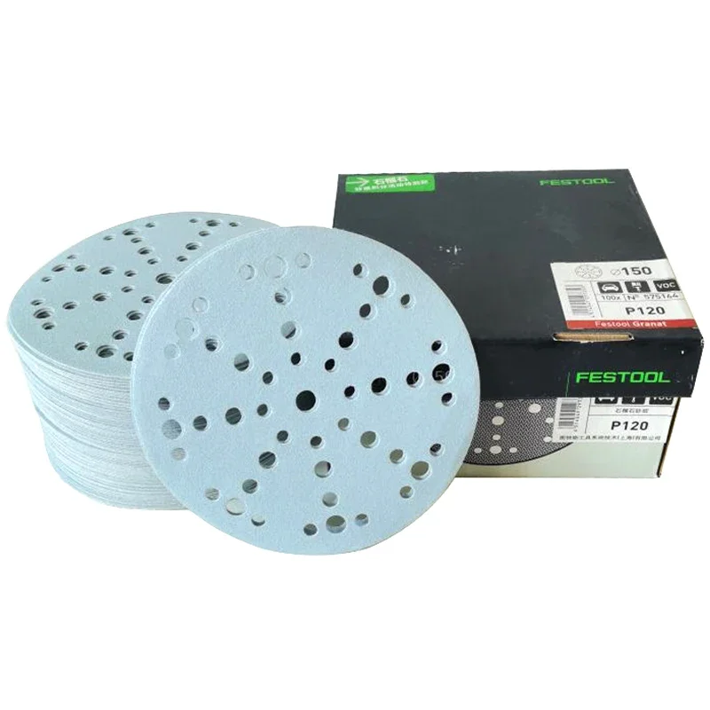 가넷 6인치 샌드페이퍼 원형 150mm 17/48홀 플로킹 자가점착 벨벳 카 퍼티 샌딩 페스툴 샌더용