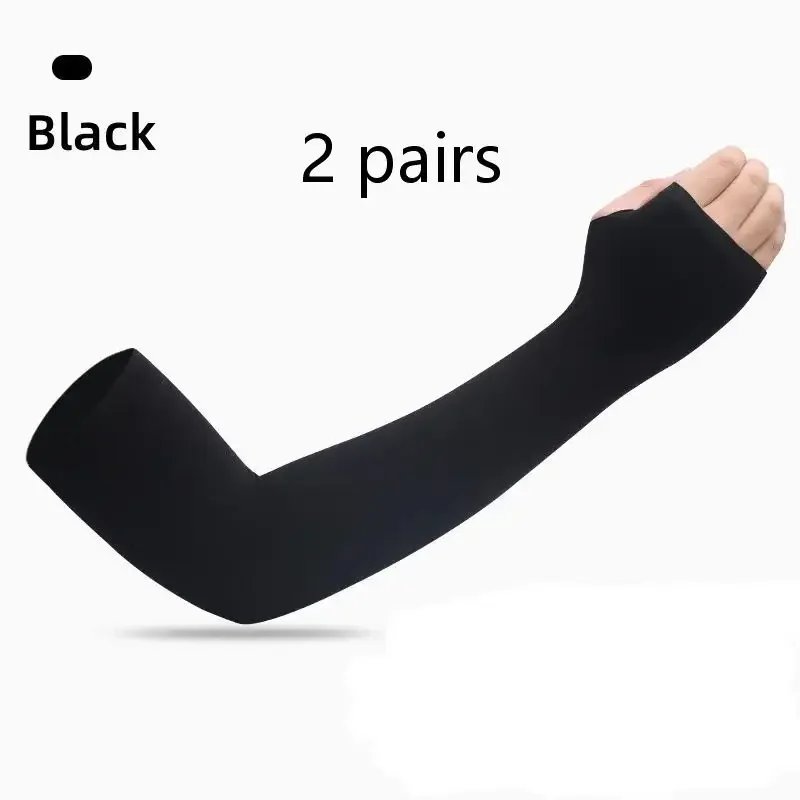 2 Pairs Black Summer Outdoor Sleeve Cover Riding Driving Arm Guard Hand