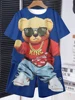 Anime Trend Bear Print Short Sleeve T-shirt Shorts 2 Summer Men's Fashion Street Short Sleeve Suit Heat Insulation Anti-wrinkle 6