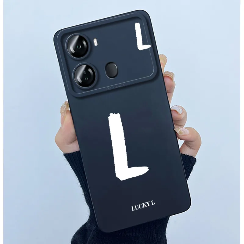 Lucky Initial Letter Soft Matte Silicone TPU Shockproof Phone Case