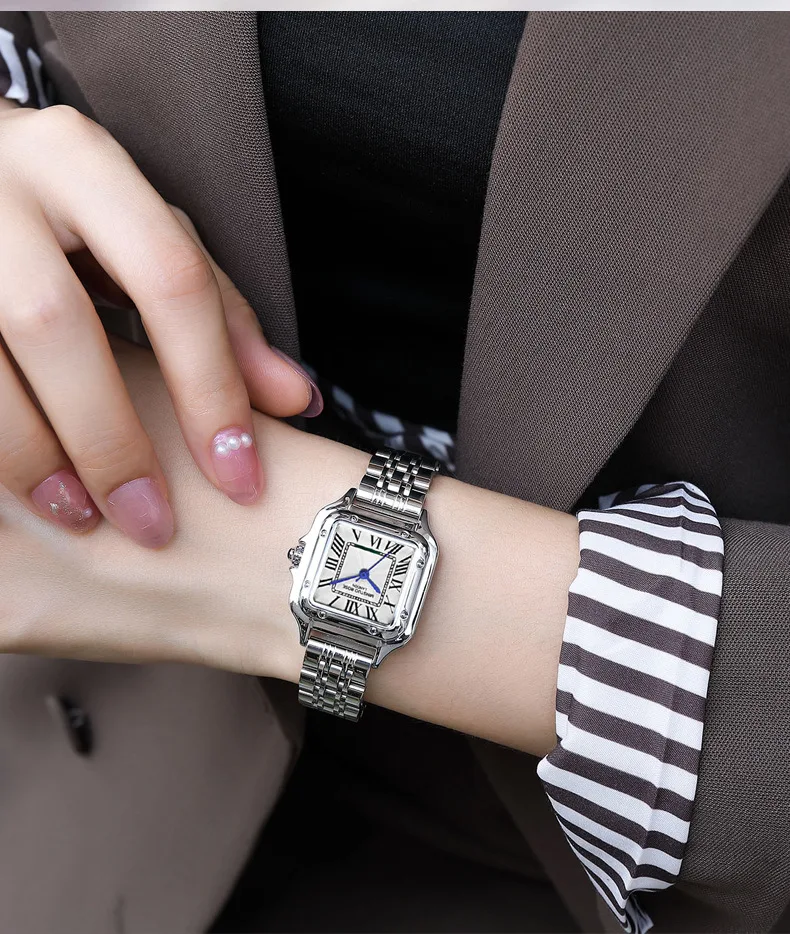 Womens Quartz Watch Luxury Fashion Leisure Diamond Simple Gold Silvery Steel Strip Wristwatch For Ladies Gift Clock