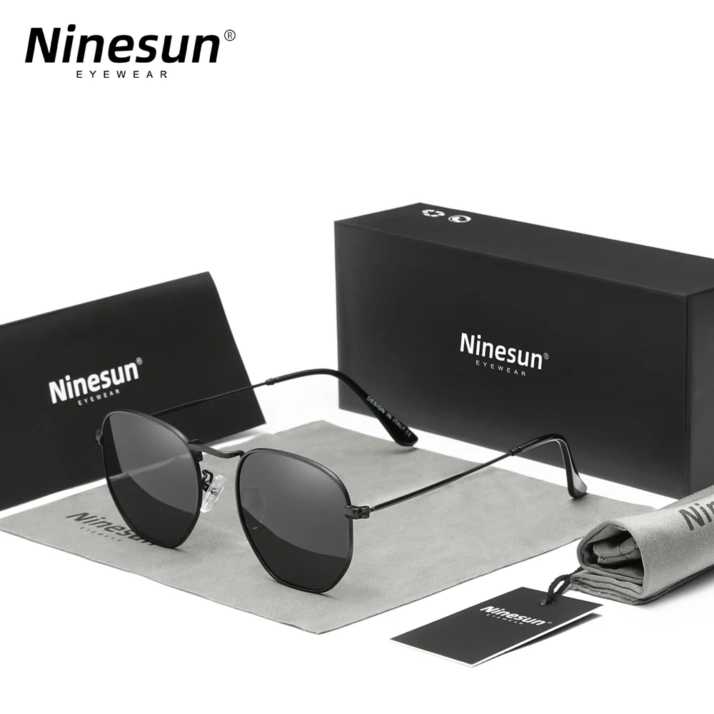 

Ninesun Reflective Hexagon Polarized Sunglasses Men Retro Sun glasses Stainless Steel Eyewear Oculos Gafas De Sol Shades