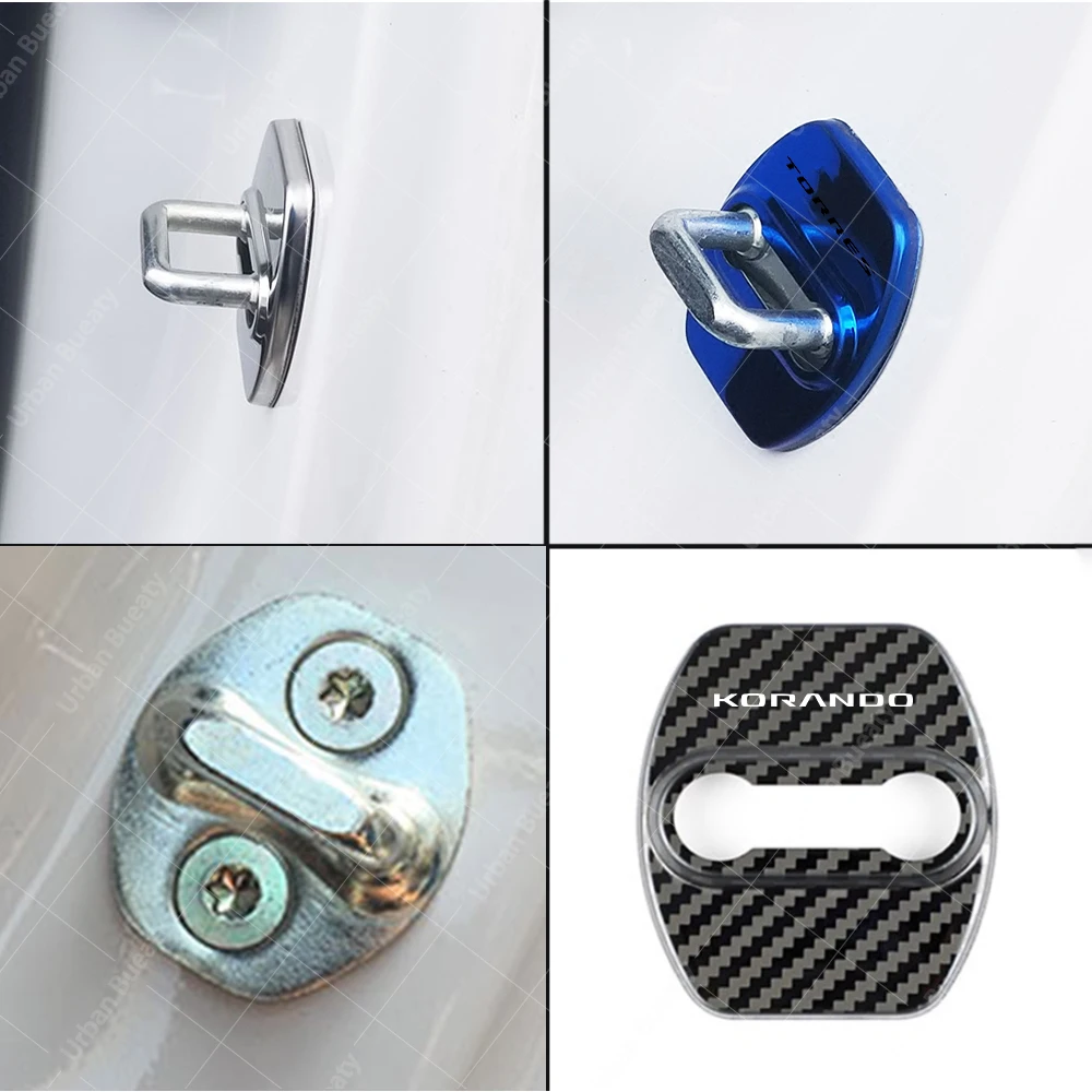 Car Door Lock Cover Auto Emblems Case for SsangYong XLV Torres Tivoli Rexton Musso Korando Rodius Actyon Car Styling Accessories
