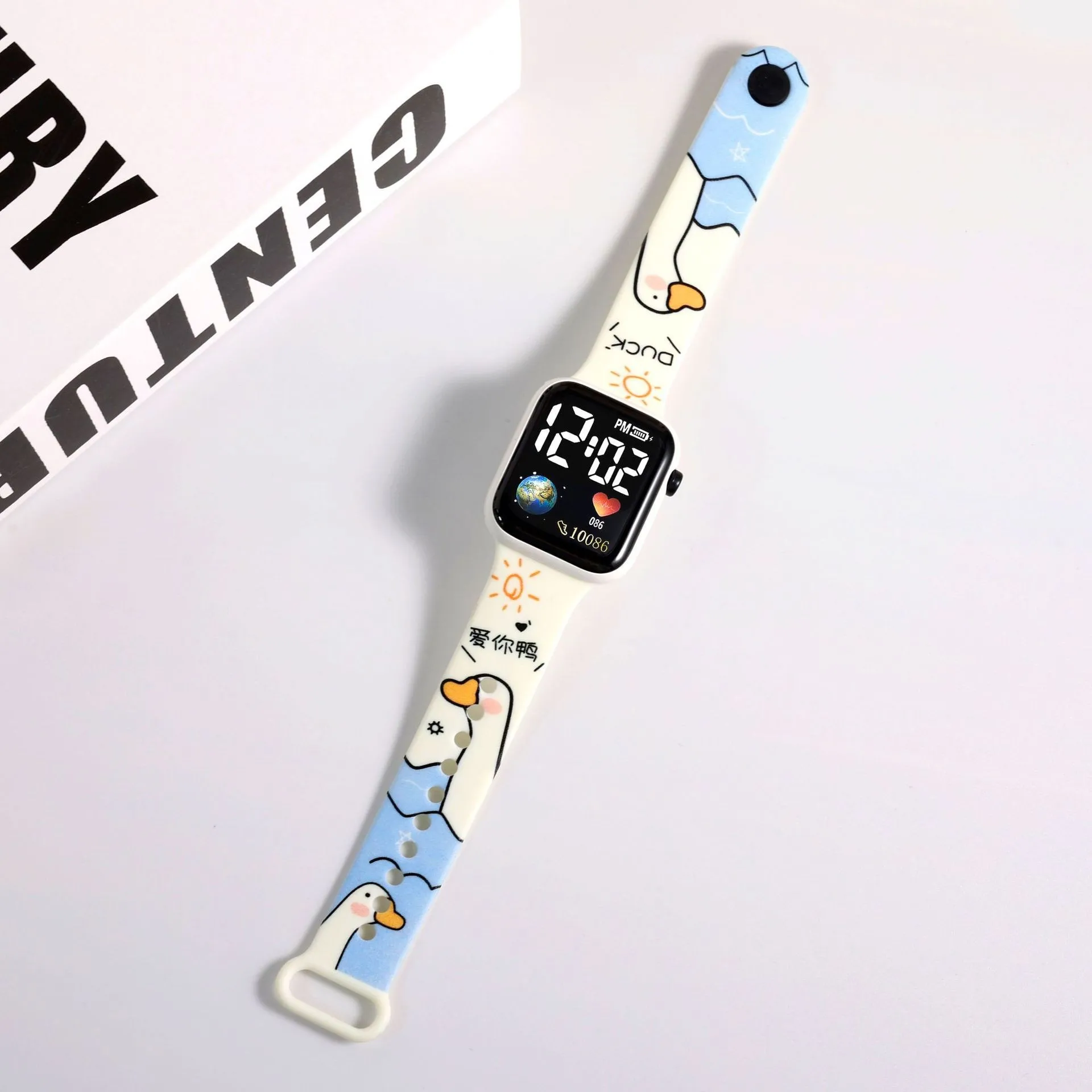 NEW Disney Stitch Doraemon Children's watch cartoon print strap LED square Waterproof electronic watch boys girls birthday gifts 5