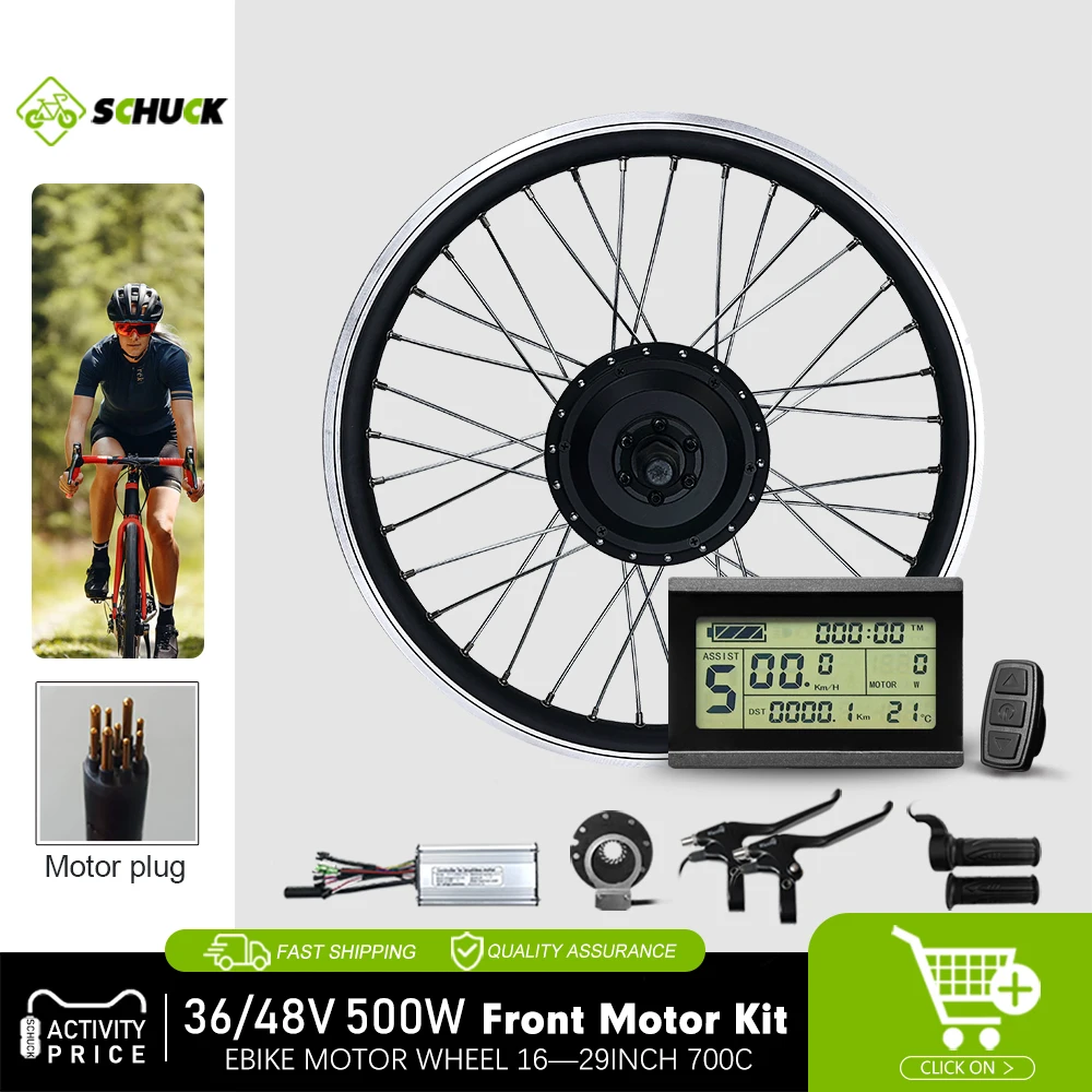 Kit Di Conversione Bici Elettrica 36V 48V 500W Ruota Motore Mozzo Brushless Anteriore Muslimper Kit Motore Ebike Bicicleta Electrica