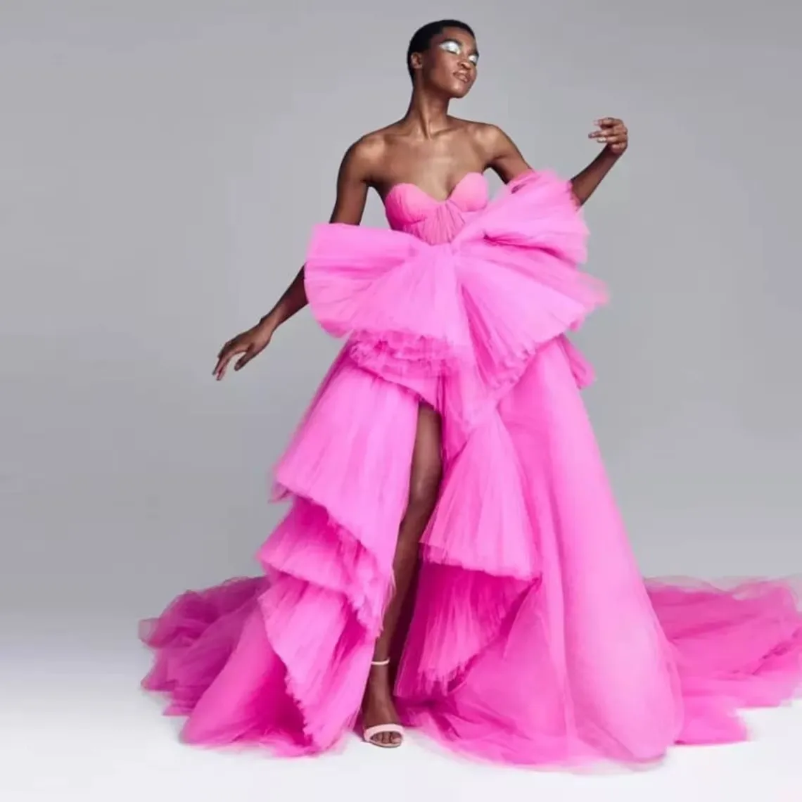 

Women Sexy Formal Party Dress Pink High Collar Long Sleeves Sequined Evening Wedding Dresses Ladies