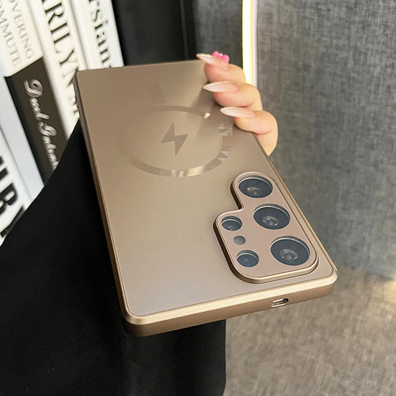 Luxury Matte Magnetic Shockproof Bumper Case with Glass Lens Protector