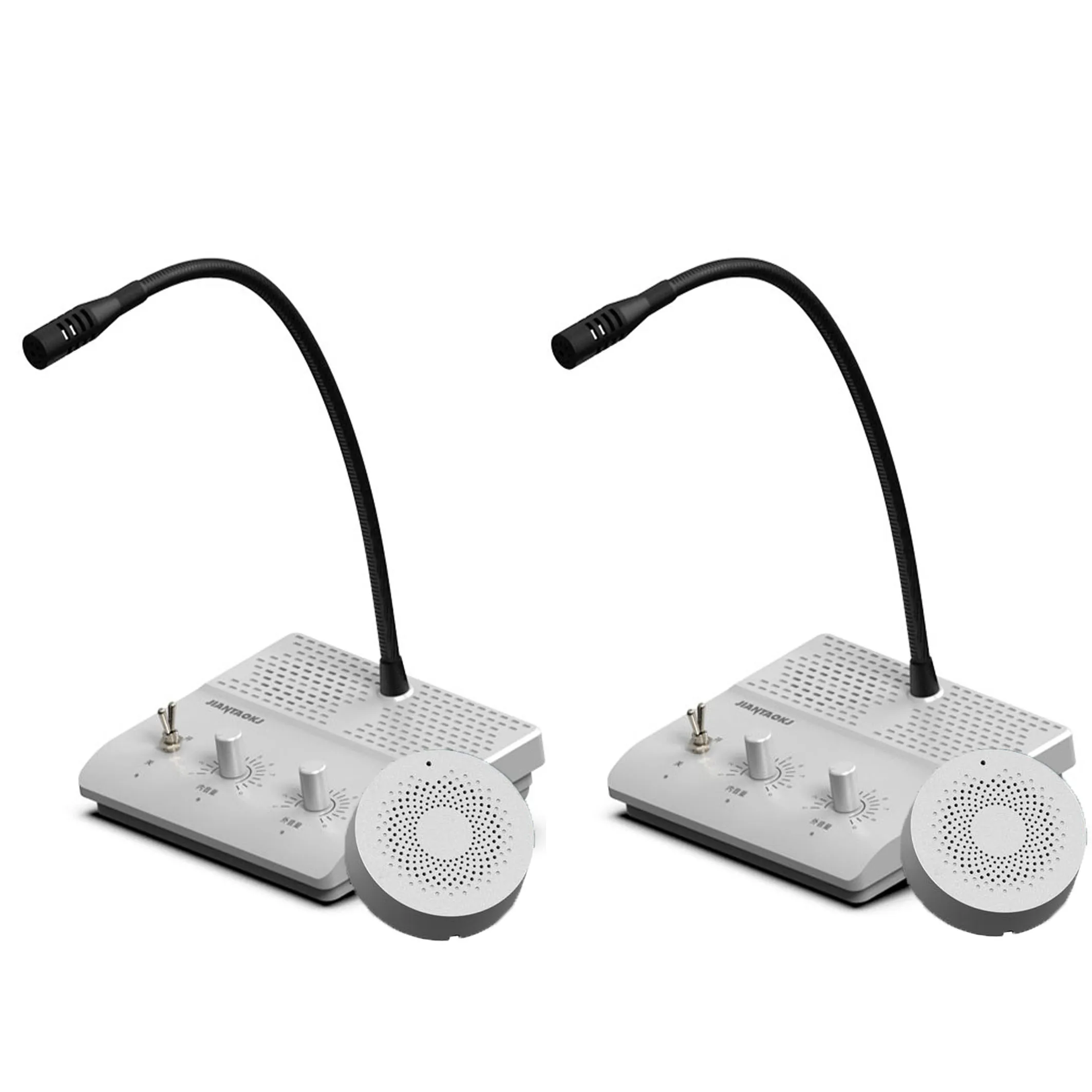 

JIANTAO JT-CK201 2Pcs Silver Window Intercom System Two Way Counter Interphone For Bank Railway Station Hospital Payment Office
