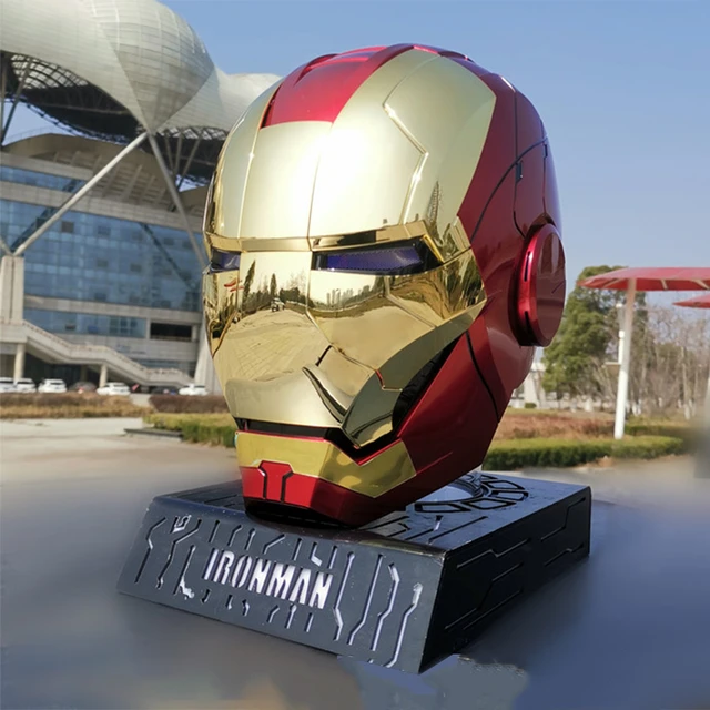 Casque Marvel Iron Man Mk5 Autoking 1/1, télécommande et commande vocale,  masque automatique Iron Man avec lumière LED, figurine pour garçons