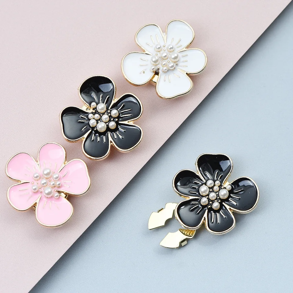 Beaupretty 2 Boutons De Manchette Fleur Alliage Perle Dorée – Élégants Pour Chemise Homme & Femme, Mariage & Soirée