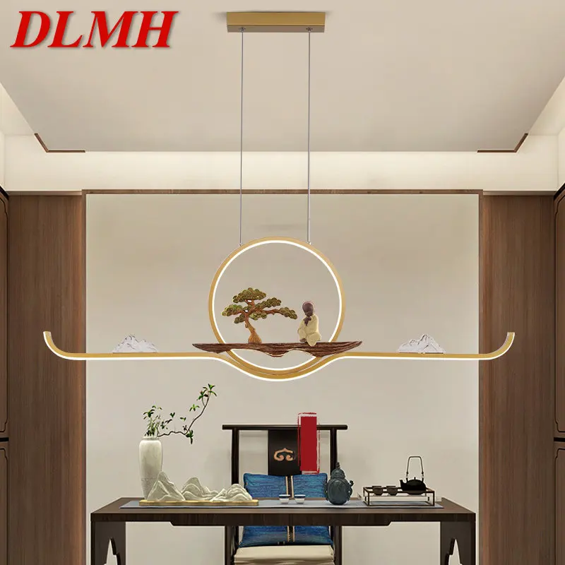 

DLMH Modern LED 3 Colors Chandelier Ceiling Lamp Chinese Creative Zen Tea-house Hanging Light Fixture For Study Dining Room