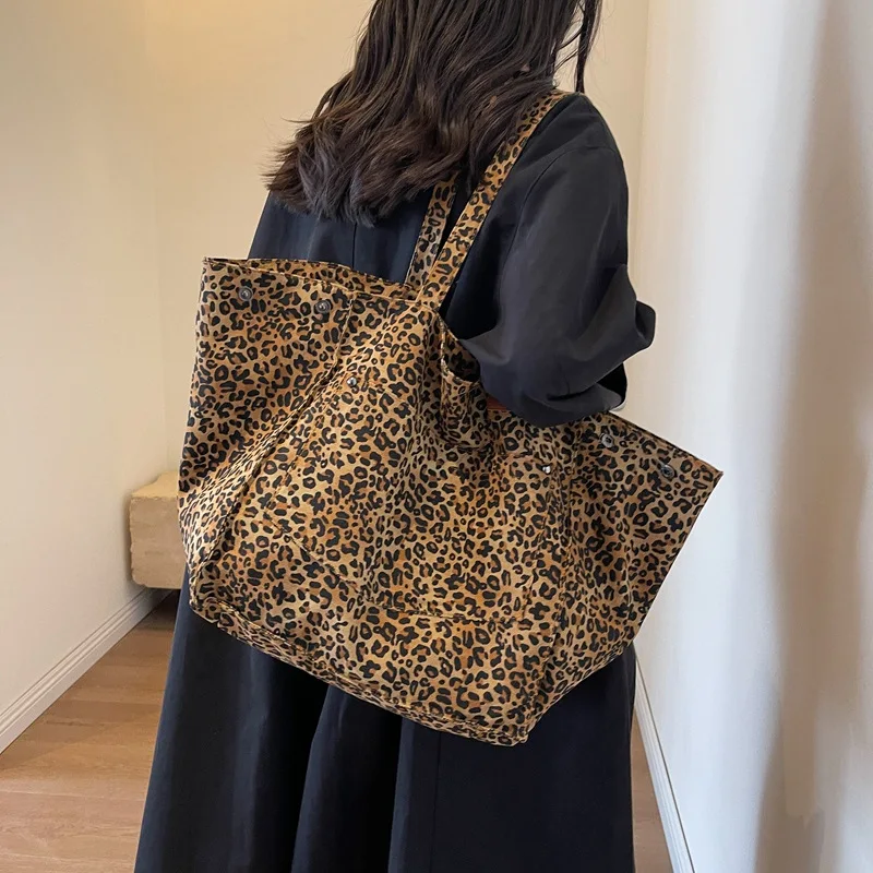 Leopard Design 2024 Korean Fashion Shopper Big Shopping Bags