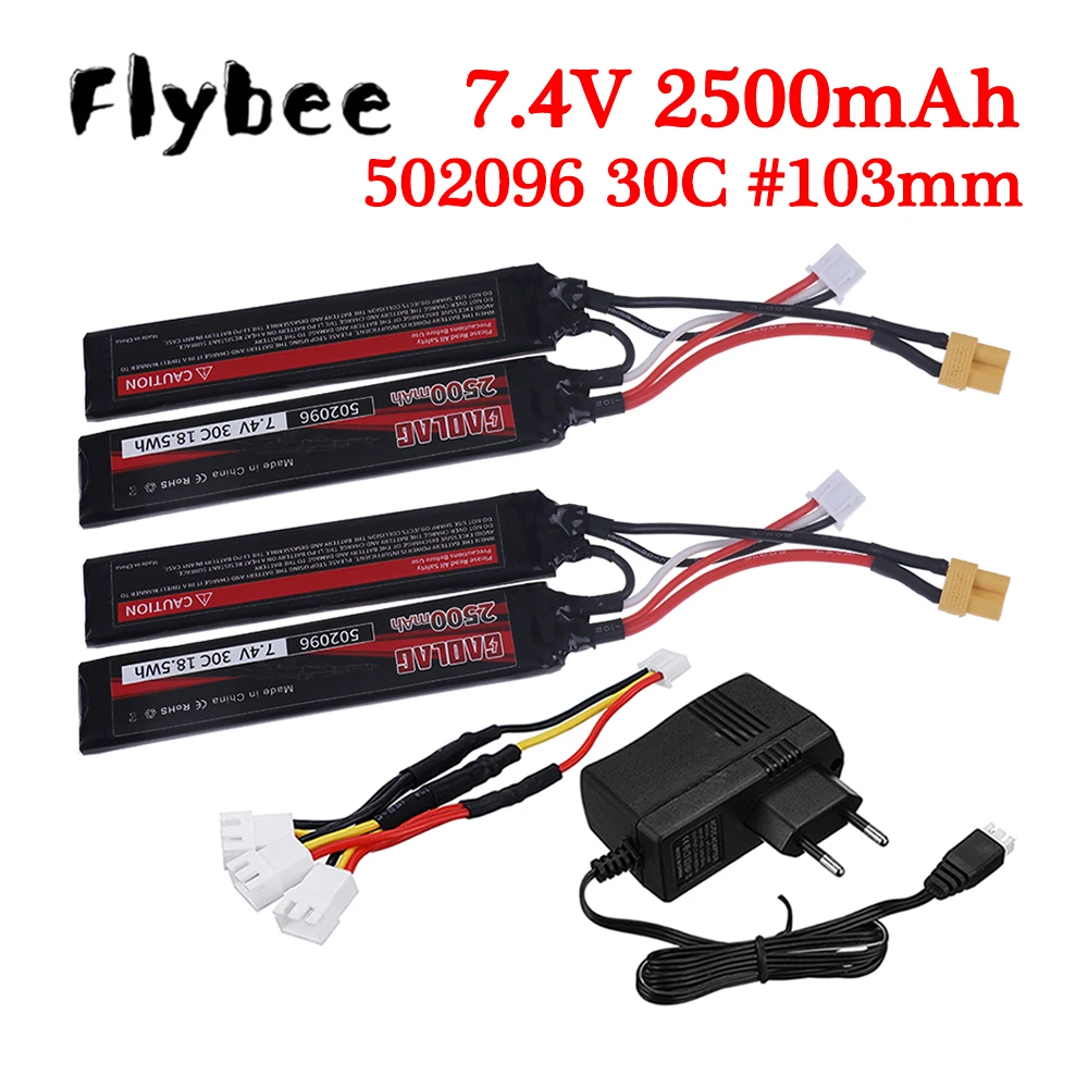 Batteria Per Pistola Ad Acqua 7.4V 2500Mah Connessione Divisa Batteria Lipo Spina Xt30 Per Mini Softair Bb Pistola Ad Aria Giocattoli Elettrici Parti 