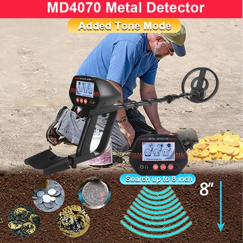 LCD Display MD 4070 Metal Detector Gold Digger Treasure Hunter Adjustable Sensitivity Waterproof Search Coil Detect