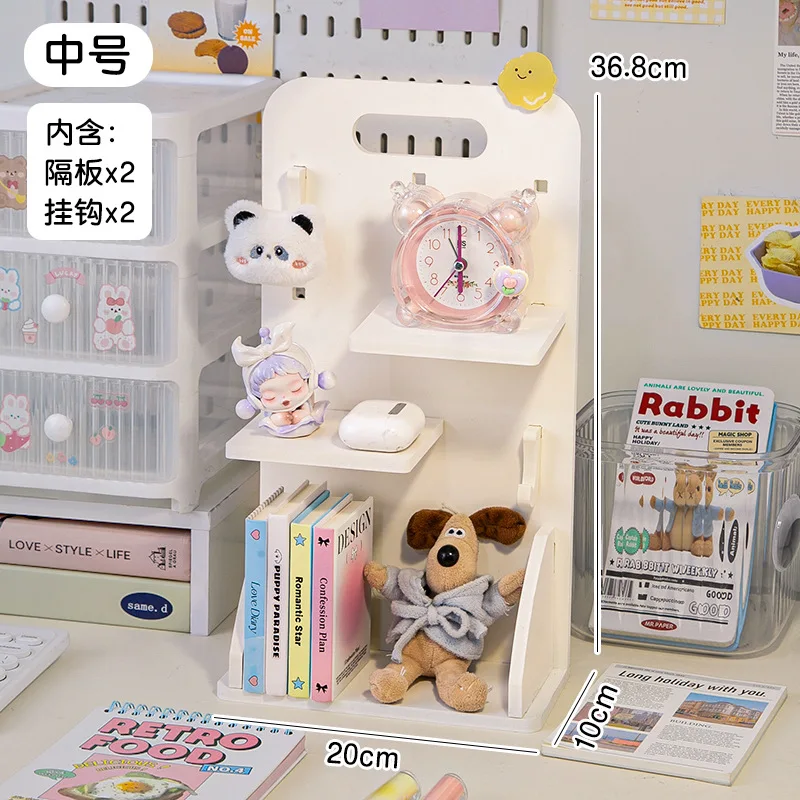 INS Desktop Book and Stationery Storage Rack Office Note Stickers Pen Holders Student Dormitories Perforated Layered Shelves